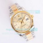 Swiss Replica Rolex Datejust 36 Fluted Motif Golden Dial Two Tone Oyster Band Watch